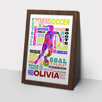 Female Footballer Personalised Typography Print, 2 of 4