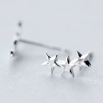 Friendship Sterling Silver Star Cluster Earrings, 3 of 7