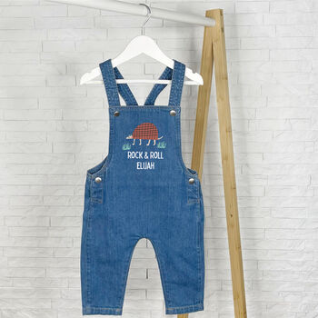 Armadillo Rock And Roll Personalised Kids Dungarees, 2 of 3