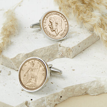Farthing 90th 1935 Birthday Coin Cufflinks, 2 of 11