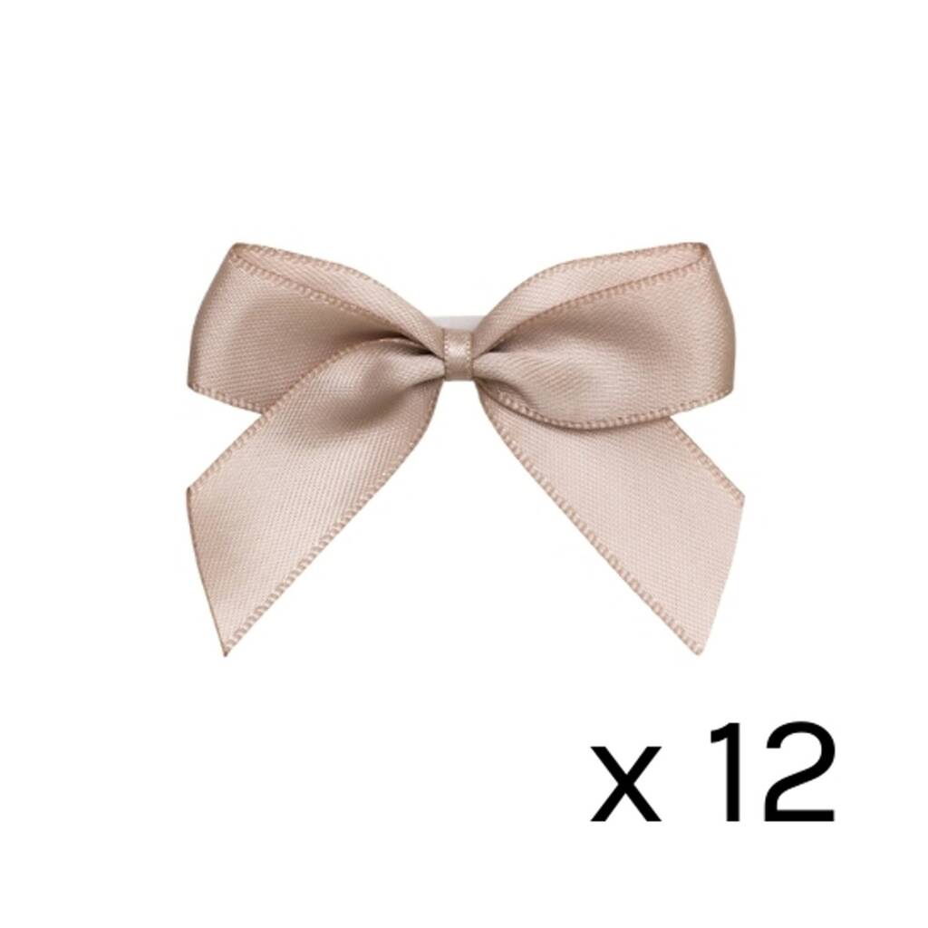5cm Taupe Satin Self Adhesive Ribbon Bows X 12, 1 of 1