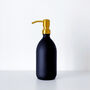 Matt Black Glass Bottle With Brass Gold Metal Pump, thumbnail 6 of 8