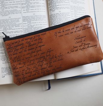 Sonnet 116 Leather Anniversary Pencil Case, 3 of 5
