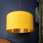 Sunset Yellow Velvet Lampshades With Gold Lining, thumbnail 2 of 8