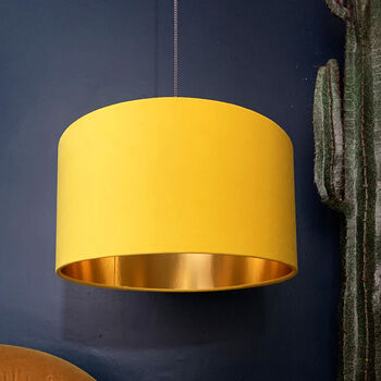 Sunset Yellow Velvet Lampshades With Gold Lining, 2 of 8