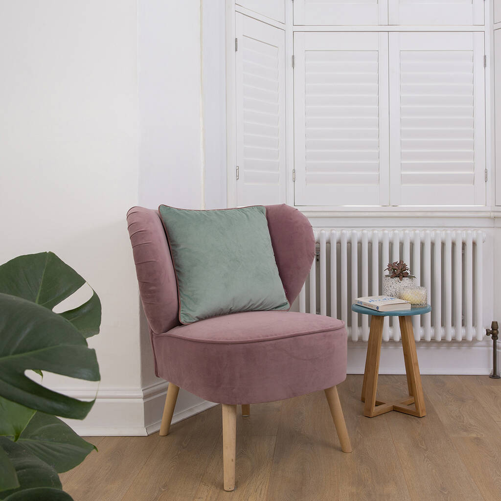 Seafoam Green Velvet Cushion And Sheep's Wool Inner By Green&Heath