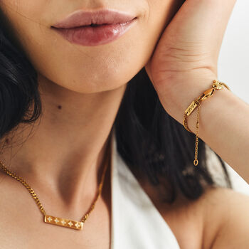 Personalised Sparkling Petite Cosmic Star Bar Necklace In Gold, 5 of 11