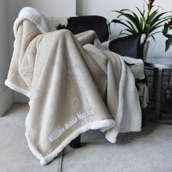 Personalised Mocha And White Super Soft Blanket, 4 of 12