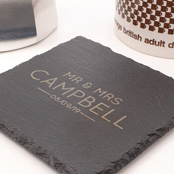 Personalised Natural Slate Coasters For Home, 2 of 5