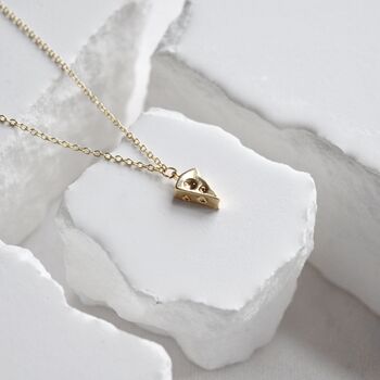 Tiny Cheese 18 K Gold Pendant Necklace, 3 of 3