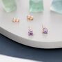 Amethyst Purple Crystal Stud Earrings, thumbnail 7 of 11