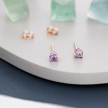 Amethyst Purple Crystal Stud Earrings, 7 of 11