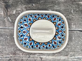 Multi Coloured Patterned Butter Dish, 4 of 4