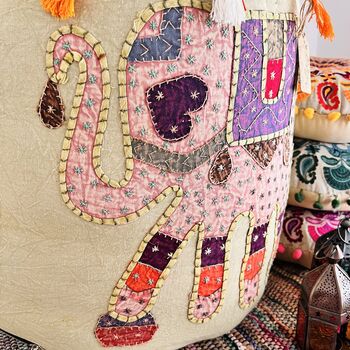 Green Tea Handmade Elephant Pouffe Footstool, 5 of 9