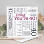 40th Birthday Card Funny Middle Age Quotes, thumbnail 2 of 7