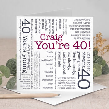 40th Birthday Card Funny Middle Age Quotes, 2 of 7