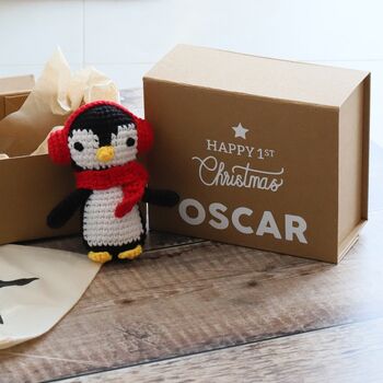 Baby's First Christmas Keepsake Box With Penguin Rattle, 2 of 4