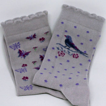 Butterflies And Birds Ladies' Socks, 3 of 6