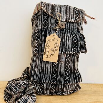 Handmade Bohemian Mini Stripe Backpack, 2 of 10
