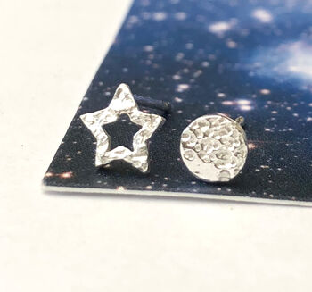 Sterling Silver Full Moon And Hollow Star Earrings, 5 of 7