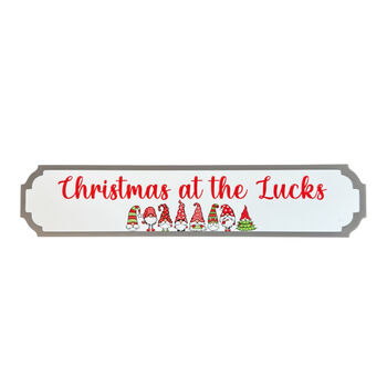 Personalised Grey And White Gonk Christmas Sign Family Gift, 3 of 5