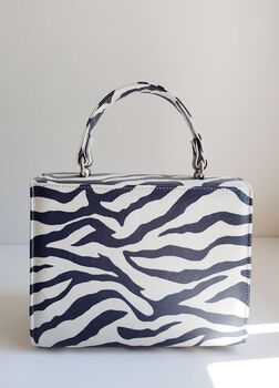 Leather Animal Zebra Print Crossbody Handbag, 6 of 12