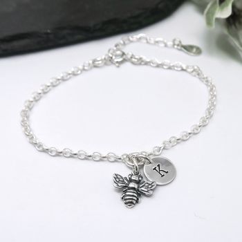 Personalised Bumble Bee Bracelet In Sterling Silver, 2 of 3