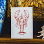 Hand Drawn Red Lobster Illustrated Blank Greeting Card, thumbnail 2 of 11