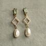 Art Deco Green Freshwater Pearl Earrings, thumbnail 3 of 7