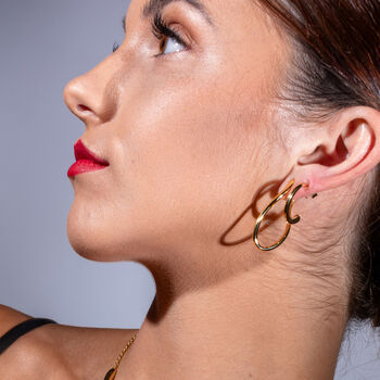 Mini Drop Hoops In Gold Plated, 2 of 4
