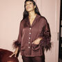 Luxury Chocolate Feather Silky Pyjama Set, thumbnail 7 of 8