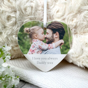 Any Message And Photo Ceramic Heart Hanging Decoration Bauble + Gift Box, 3 of 7
