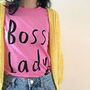 Boss Lady T Shirt In White Or Bright Pink, thumbnail 1 of 9