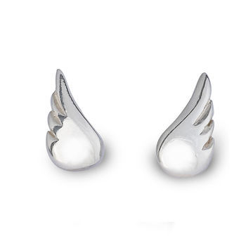 Angel Wing Solid Silver Stud Earrings, 6 of 7