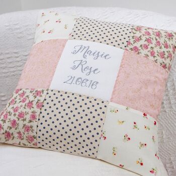 Personalised Sparkly Name And Date Cushion, 6 of 11