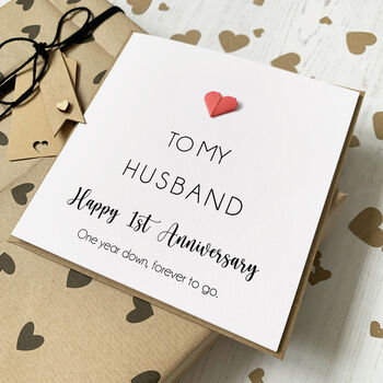 Personalised 1st Wedding Anniversary Card For Husband, 3 of 5