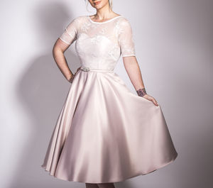 Wedding Dresses And Bridal Fashion Notonthehighstreet 1950s Tea Length Satin And Lace Dress Wedding Dresses