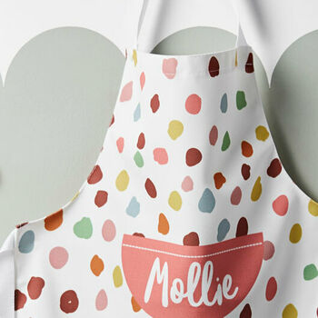 Children's Personalised Spotty Baking Apron, 2 of 3