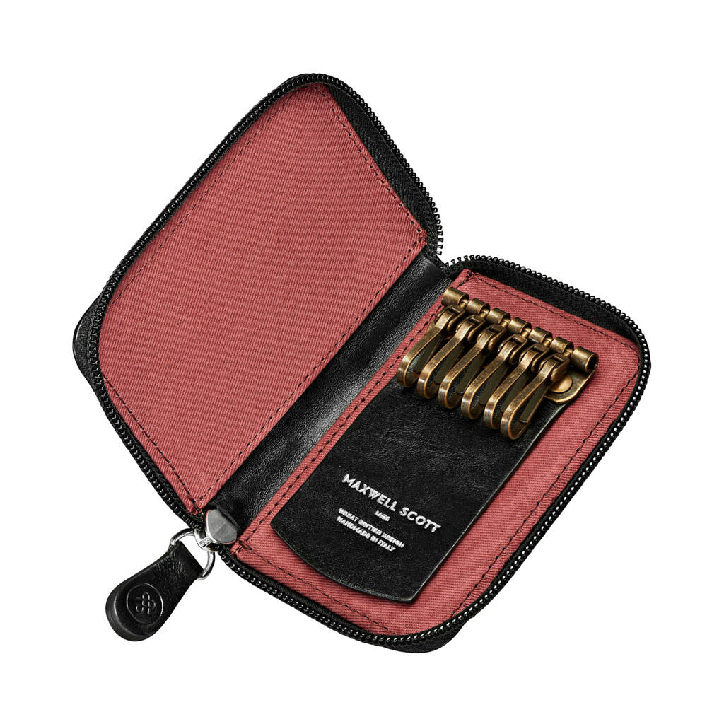 Personalised Leather Key Zipped Key Case. 'The Vinci' By Maxwell Scott