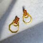 24k Gold Drop Hoop Earrings, thumbnail 3 of 3