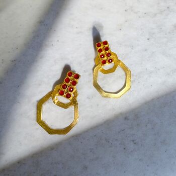 24k Gold Drop Hoop Earrings, 3 of 3