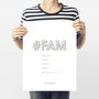 #Fam Modern Family Personalised Print With Names, thumbnail 5 of 5