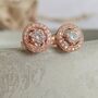 Rose Gold Cz Halo Earrings, thumbnail 1 of 4