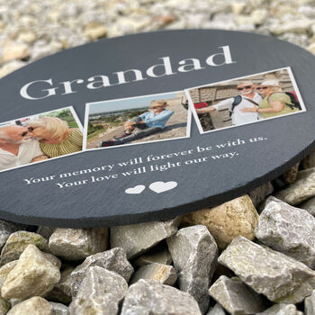 Personalised Photo Memorial Slate Circular Grave Marker, 2 of 7