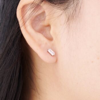 April Diamond Birthstone Baguette Stud Earrings, 2 of 7