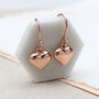 18ct Rose Gold Plated Silver Heart Hook Earrings, thumbnail 1 of 6