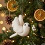 Handmade Felt Mistletoe Dove Christmas Decoration, thumbnail 1 of 6