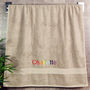 Children's Rainbow Text Personalised Bath Towel, thumbnail 4 of 7