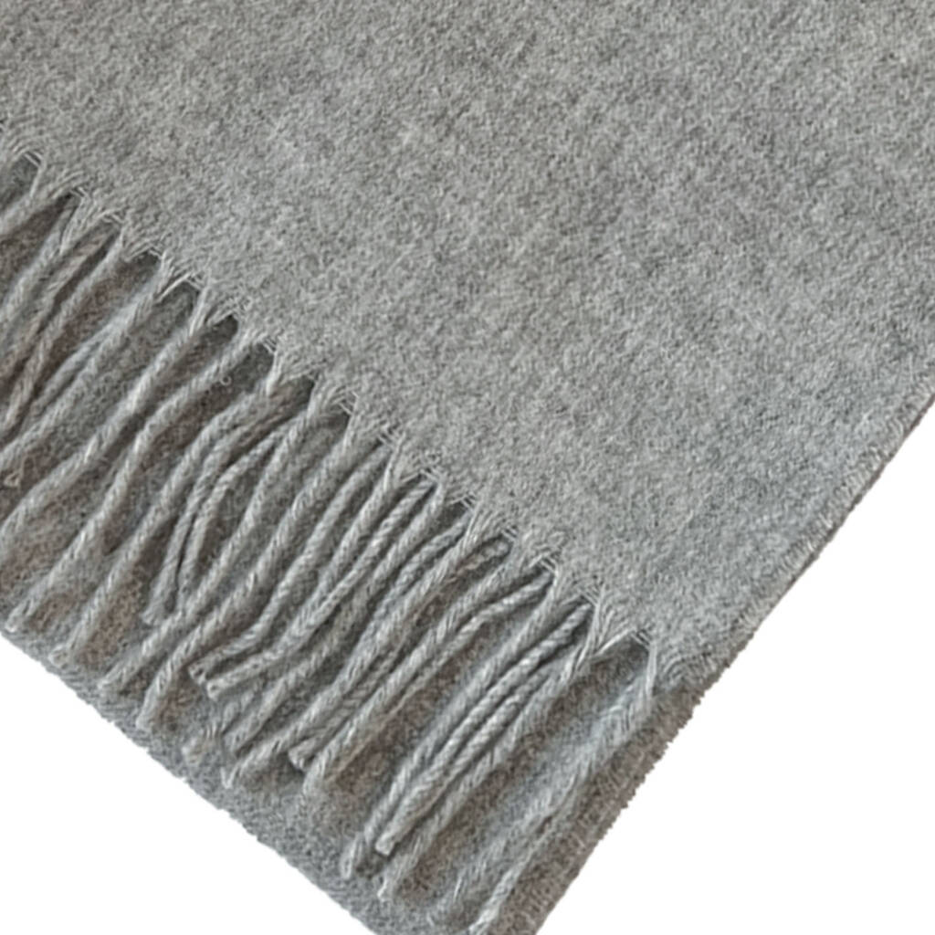 Luxury 100% Lambswool Woven Scarf, Light / Silver Grey By Celina Digby