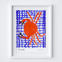 Crab On Blue Tablecloth Seafood Illustration Kitchen Poster, thumbnail 11 of 12